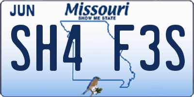 MO license plate SH4F3S