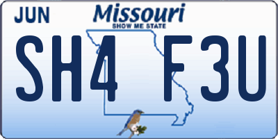 MO license plate SH4F3U