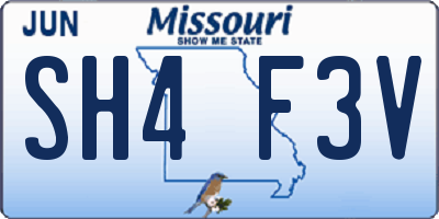 MO license plate SH4F3V
