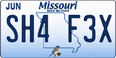 MO license plate SH4F3X