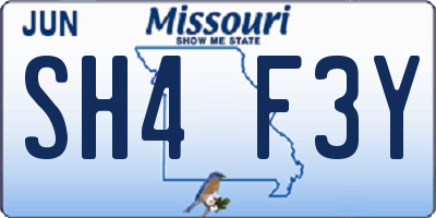 MO license plate SH4F3Y