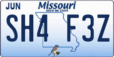 MO license plate SH4F3Z
