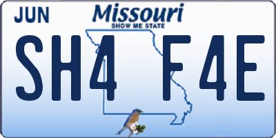 MO license plate SH4F4E