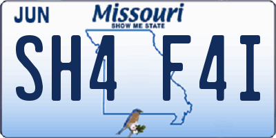 MO license plate SH4F4I