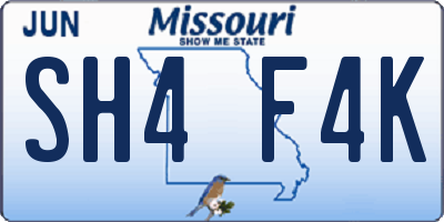 MO license plate SH4F4K