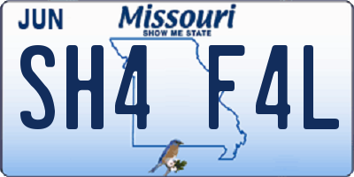 MO license plate SH4F4L
