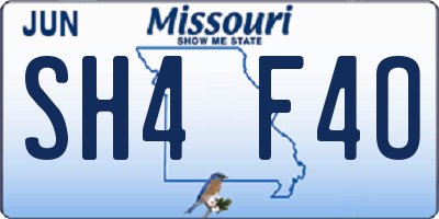 MO license plate SH4F4O