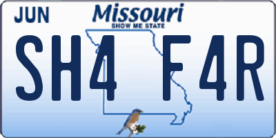 MO license plate SH4F4R