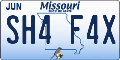 MO license plate SH4F4X