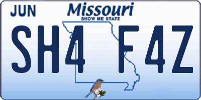 MO license plate SH4F4Z