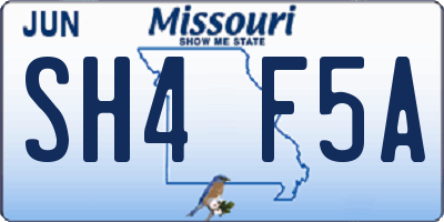 MO license plate SH4F5A