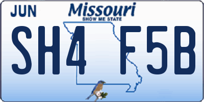MO license plate SH4F5B
