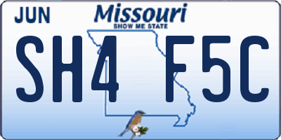 MO license plate SH4F5C