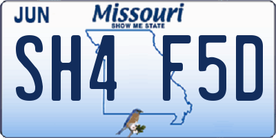 MO license plate SH4F5D