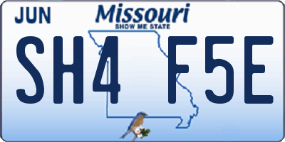 MO license plate SH4F5E