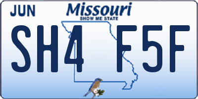 MO license plate SH4F5F
