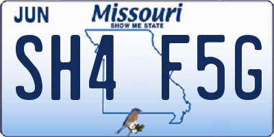 MO license plate SH4F5G