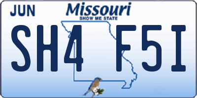 MO license plate SH4F5I