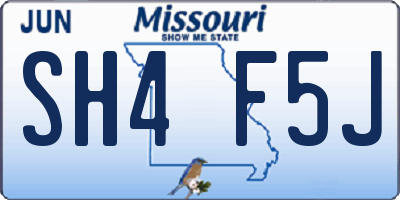 MO license plate SH4F5J