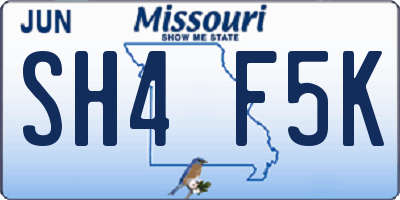 MO license plate SH4F5K