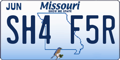 MO license plate SH4F5R