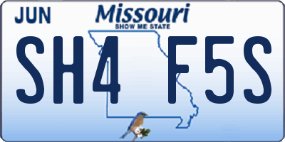 MO license plate SH4F5S