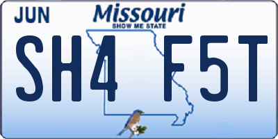 MO license plate SH4F5T