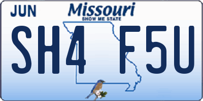 MO license plate SH4F5U