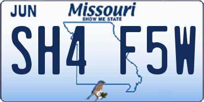 MO license plate SH4F5W