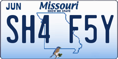 MO license plate SH4F5Y