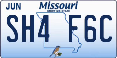 MO license plate SH4F6C