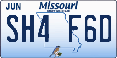 MO license plate SH4F6D