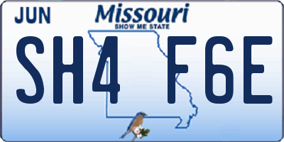 MO license plate SH4F6E