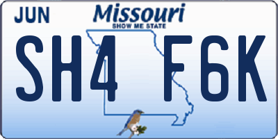 MO license plate SH4F6K
