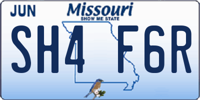 MO license plate SH4F6R