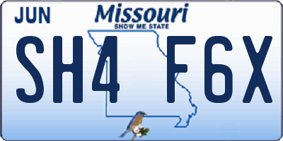 MO license plate SH4F6X