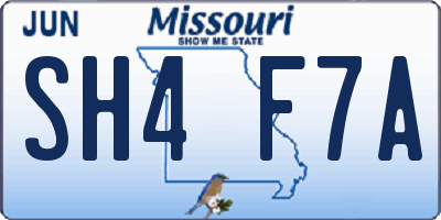 MO license plate SH4F7A