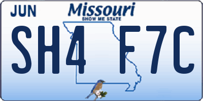 MO license plate SH4F7C