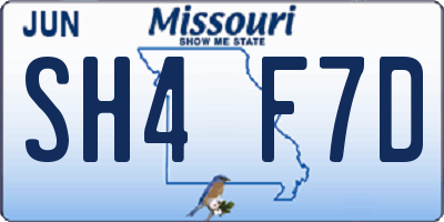 MO license plate SH4F7D