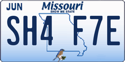 MO license plate SH4F7E