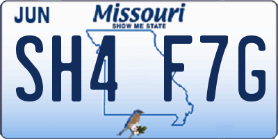 MO license plate SH4F7G