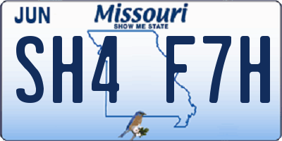 MO license plate SH4F7H