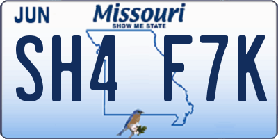 MO license plate SH4F7K