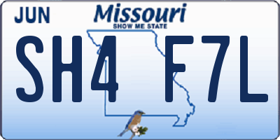MO license plate SH4F7L