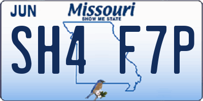 MO license plate SH4F7P