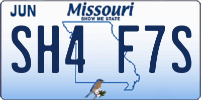 MO license plate SH4F7S