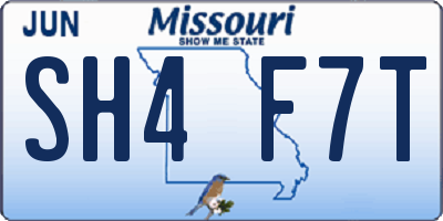 MO license plate SH4F7T