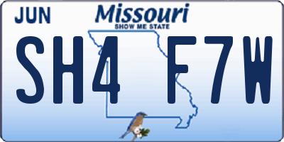 MO license plate SH4F7W