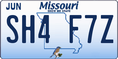 MO license plate SH4F7Z