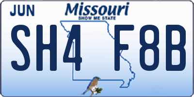 MO license plate SH4F8B